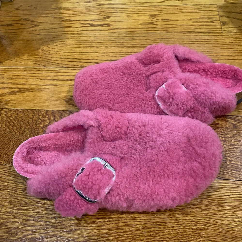 Birkenstock Pink Fuzzy Mules